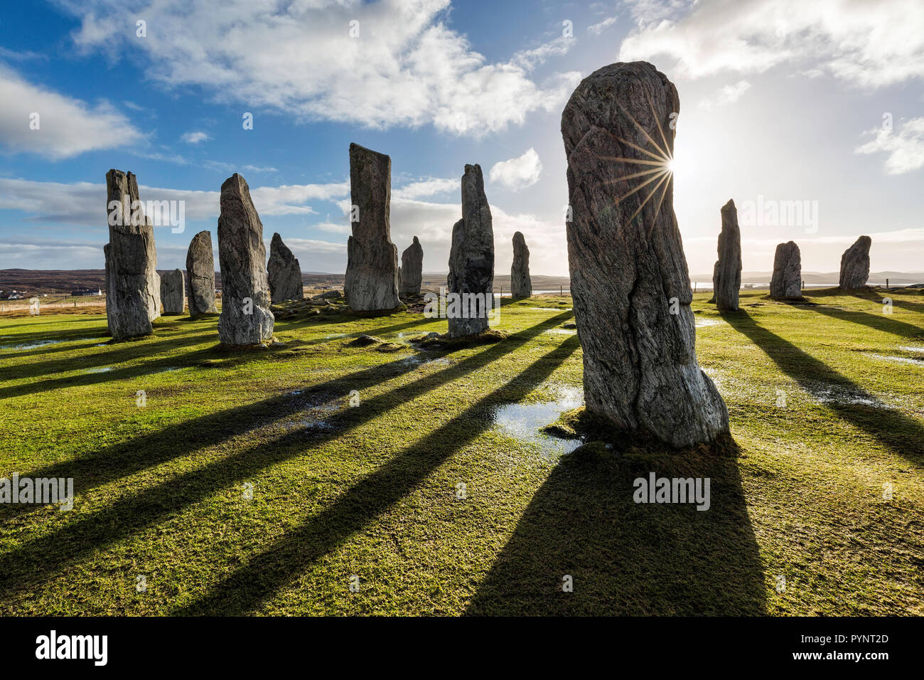 Callanish Stone Circle, isola di Lewis, Ebridi Esterne, Scozia Foto Stock