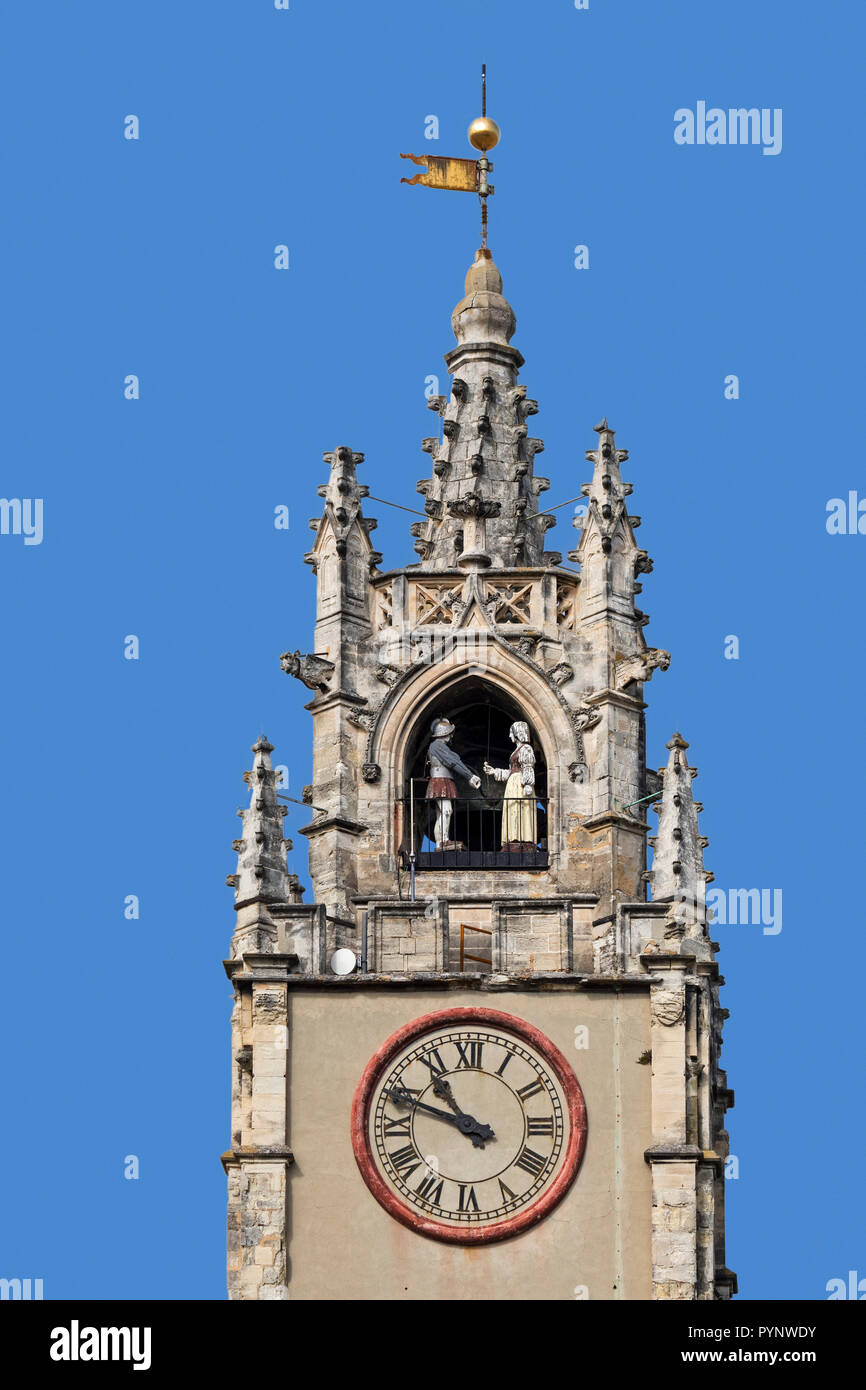 Clocher Jacquemart, Automa orologio nella torre campanaria / torre dell orologio nella città Avignon Vaucluse, Provence-Alpes-Côte d'Azur, in Francia Foto Stock