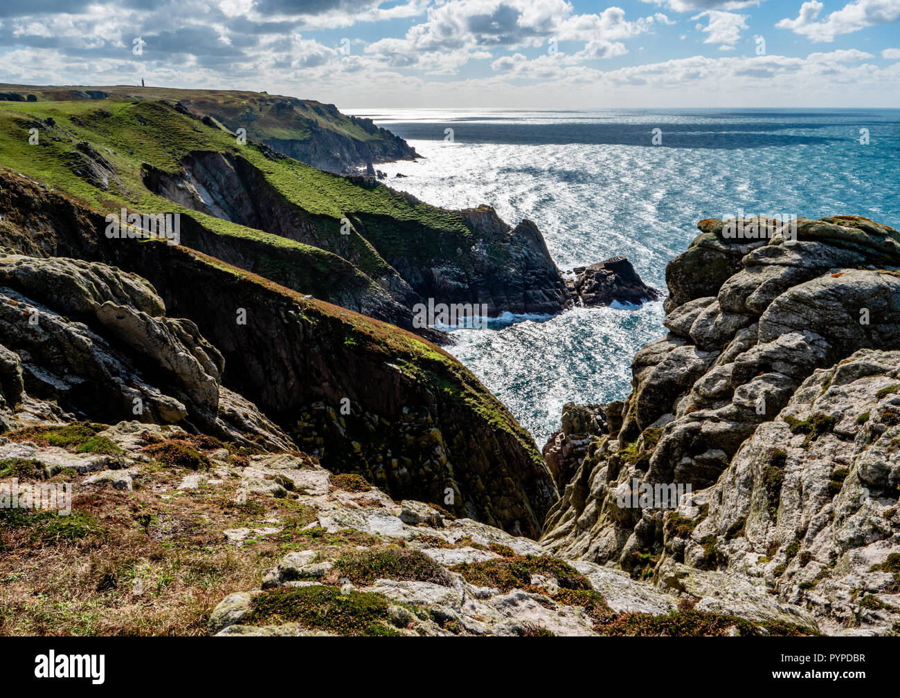 Robusto costa atlantica occidentale di Lundy Island al largo della costa del North Devon Regno Unito Foto Stock