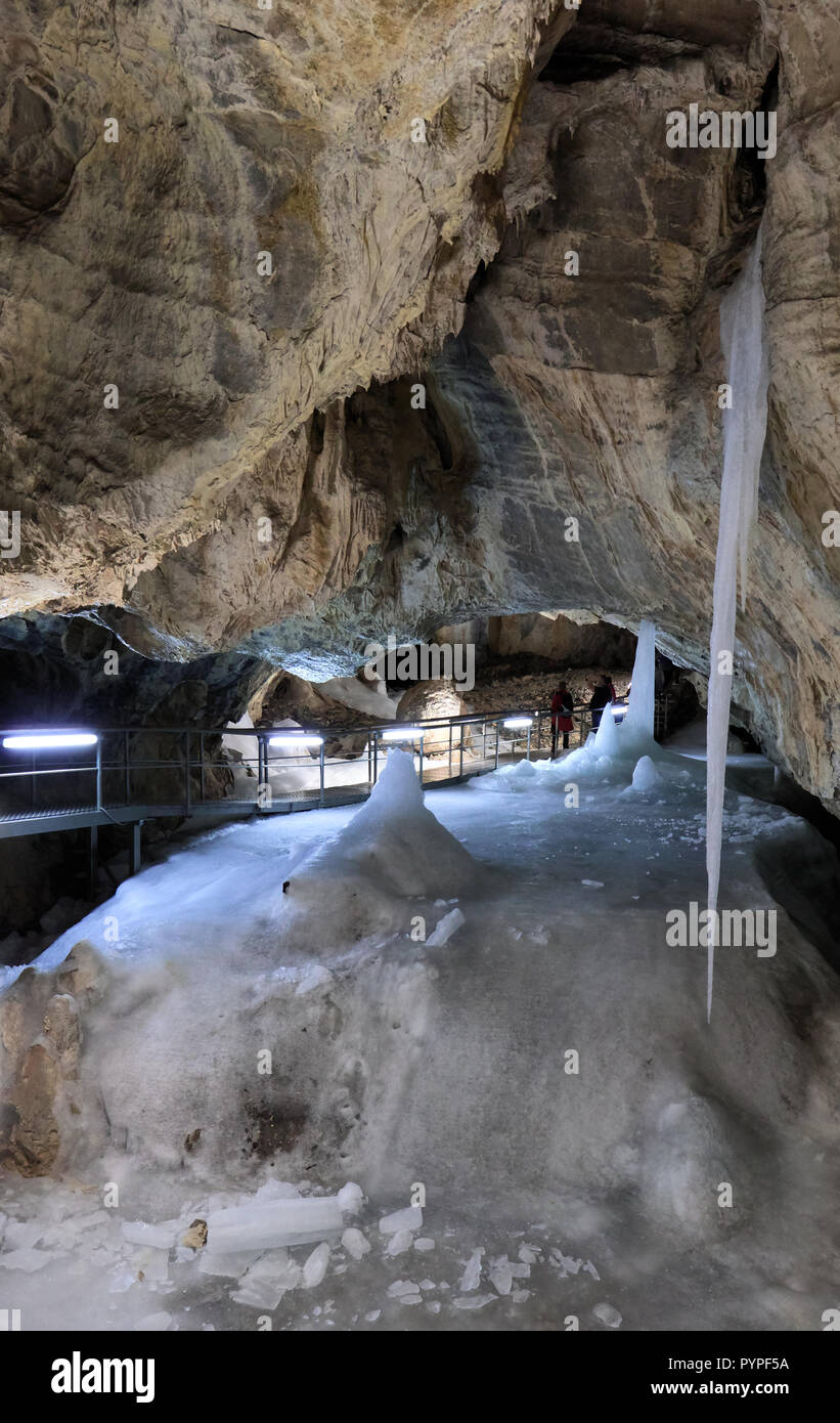 Demanovska caverna di ghiaccio in Slovacchia, Europa Foto Stock