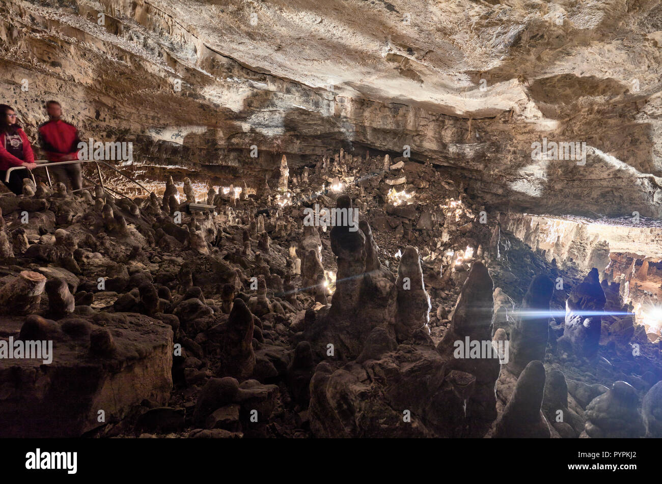 Bella metropolitana interno dell'Demanovska Grotta della libertà nelle montagne della Slovacchia, Europa Foto Stock
