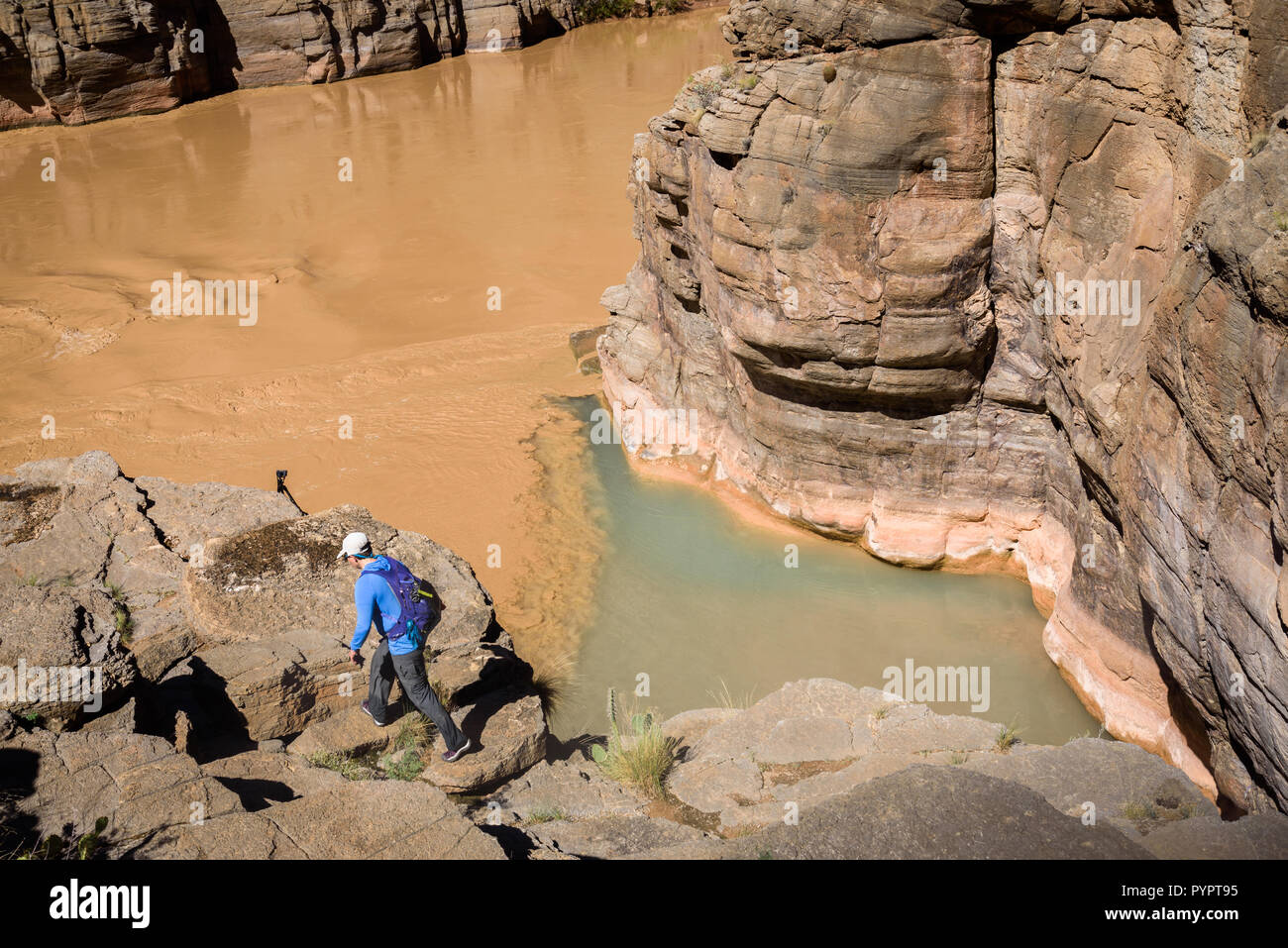 Escursionismo Havasu Creek. Rafting sul fiume Colorado e il Grand Canyon, Arizona, Stati Uniti d'America. Foto Stock