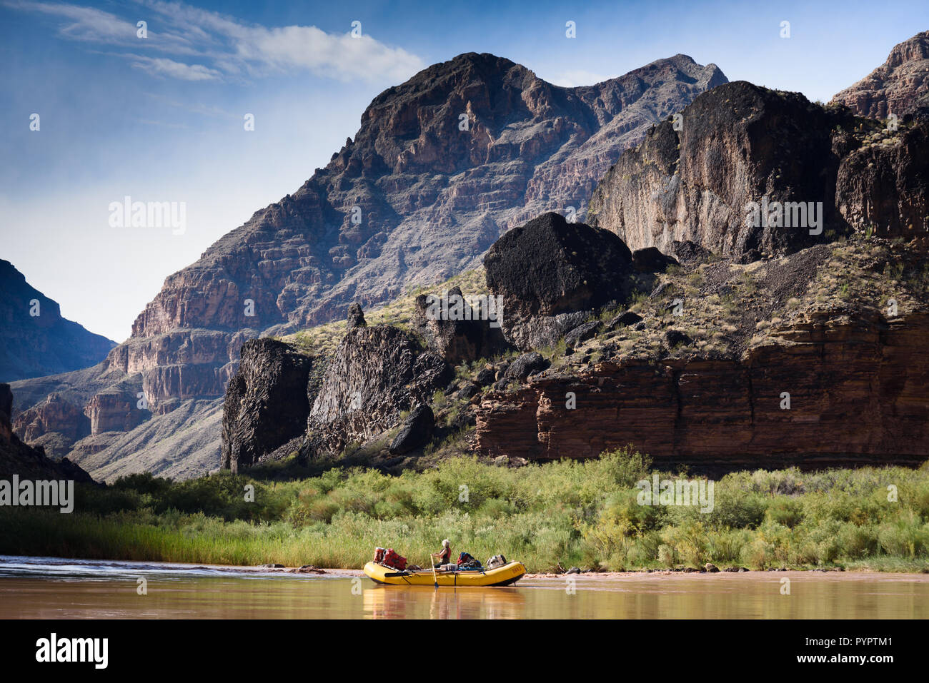 Rafting sul fiume Colorado e il Grand Canyon, Arizona, Stati Uniti d'America. Foto Stock