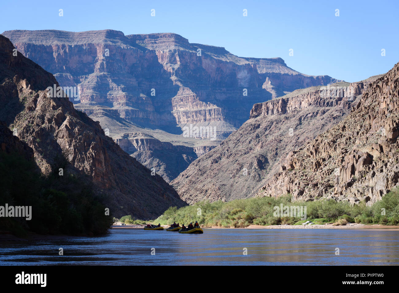 Rafting sul fiume Colorado e il Grand Canyon, Arizona, Stati Uniti d'America. Foto Stock