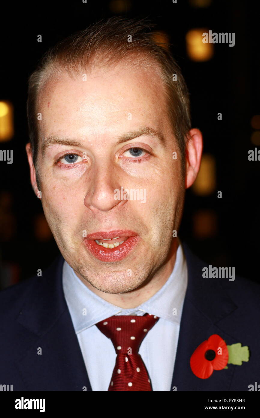 Jonathan Reynolds deputato politico del partito laburista a Westminster il giorno del bilancio 29 ottobre 2018. Politici britannici. Credito fotografico Russell Moore. Pagina del portfolio Russell Moore. Foto Stock