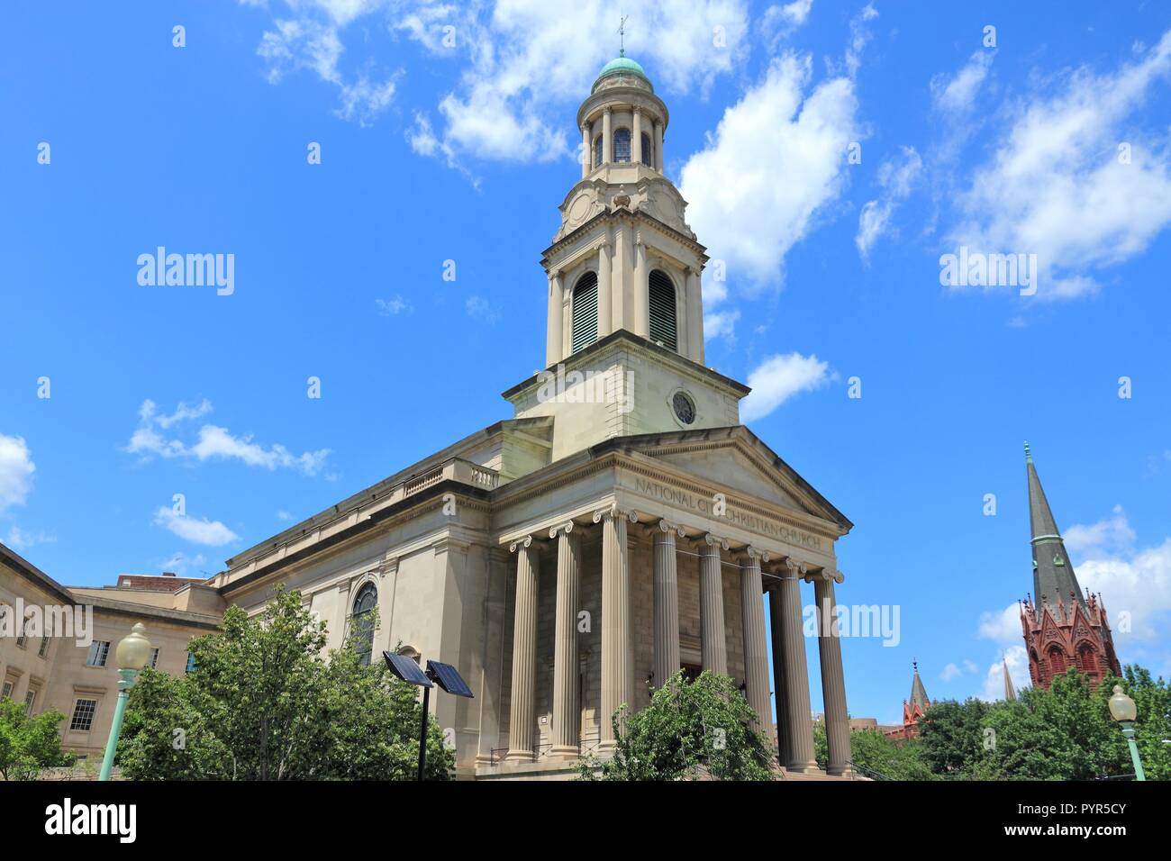 Washington DC, capitale degli Stati Uniti. Nazionale Città chiesa cristiana - edificio neoclassico a Thomas Circle. Denominazione protestante. Foto Stock