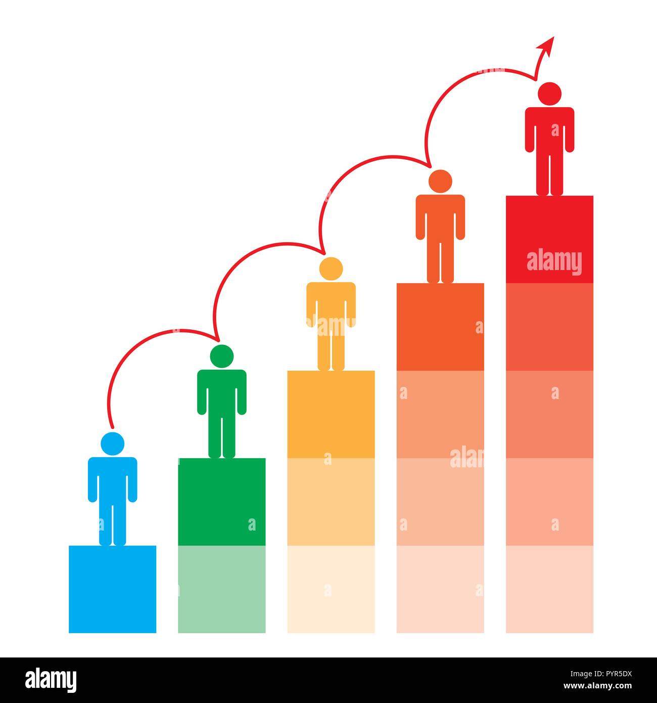 I livelli. Business di successo di motivazione, concetto grafico con la gente di affari. Illustrazione Vettoriale