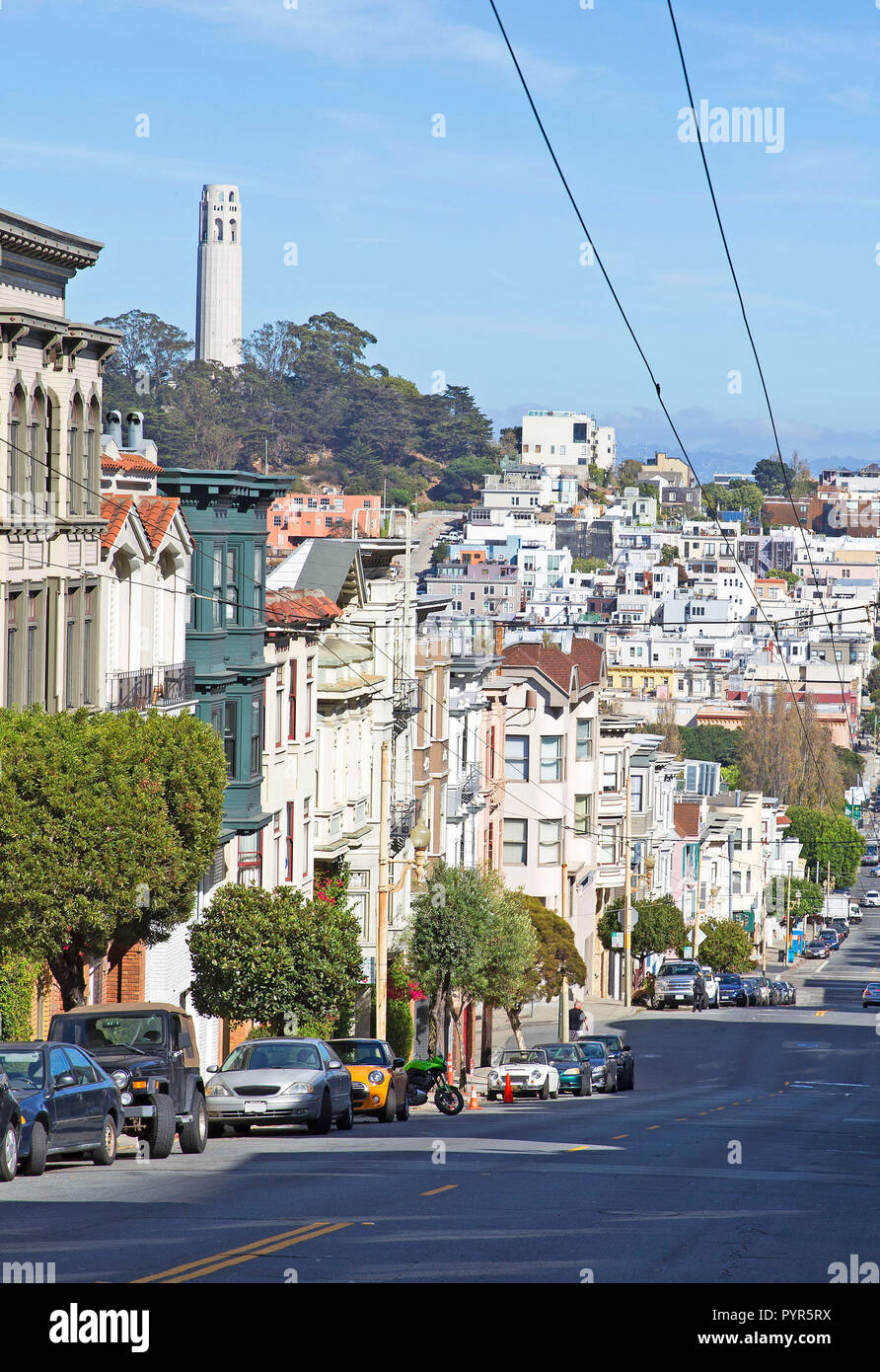 Vista di San Francisco prese dal russo Hill district Foto Stock