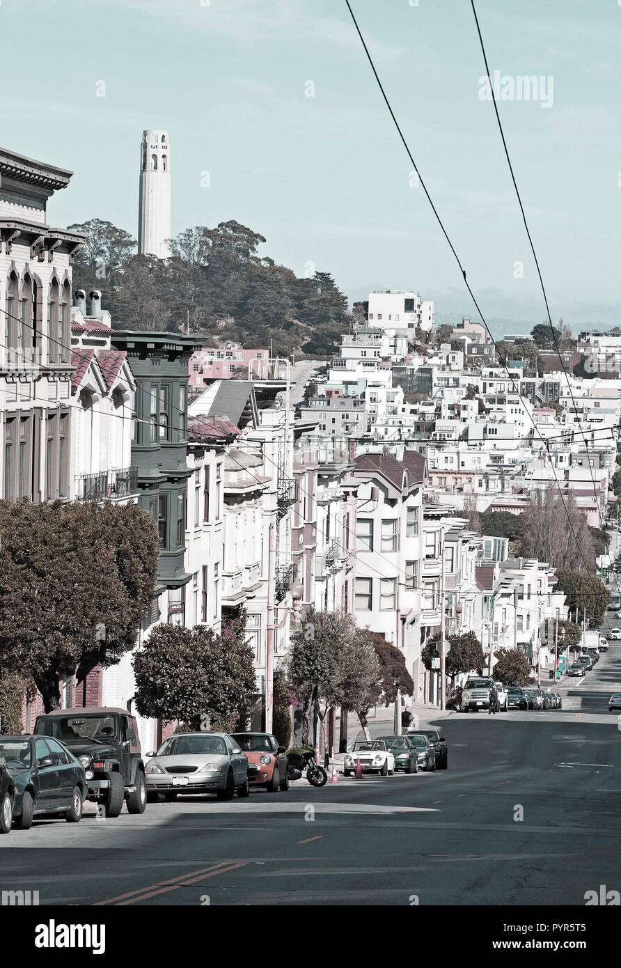 Vista di San Francisco prese dal russo Hill district Foto Stock