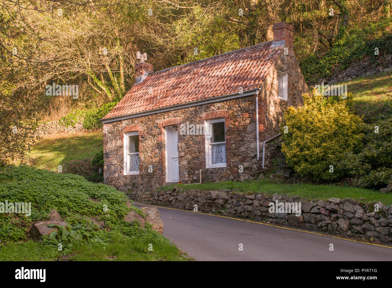 Tipici Cottage in Guernsey Foto Stock