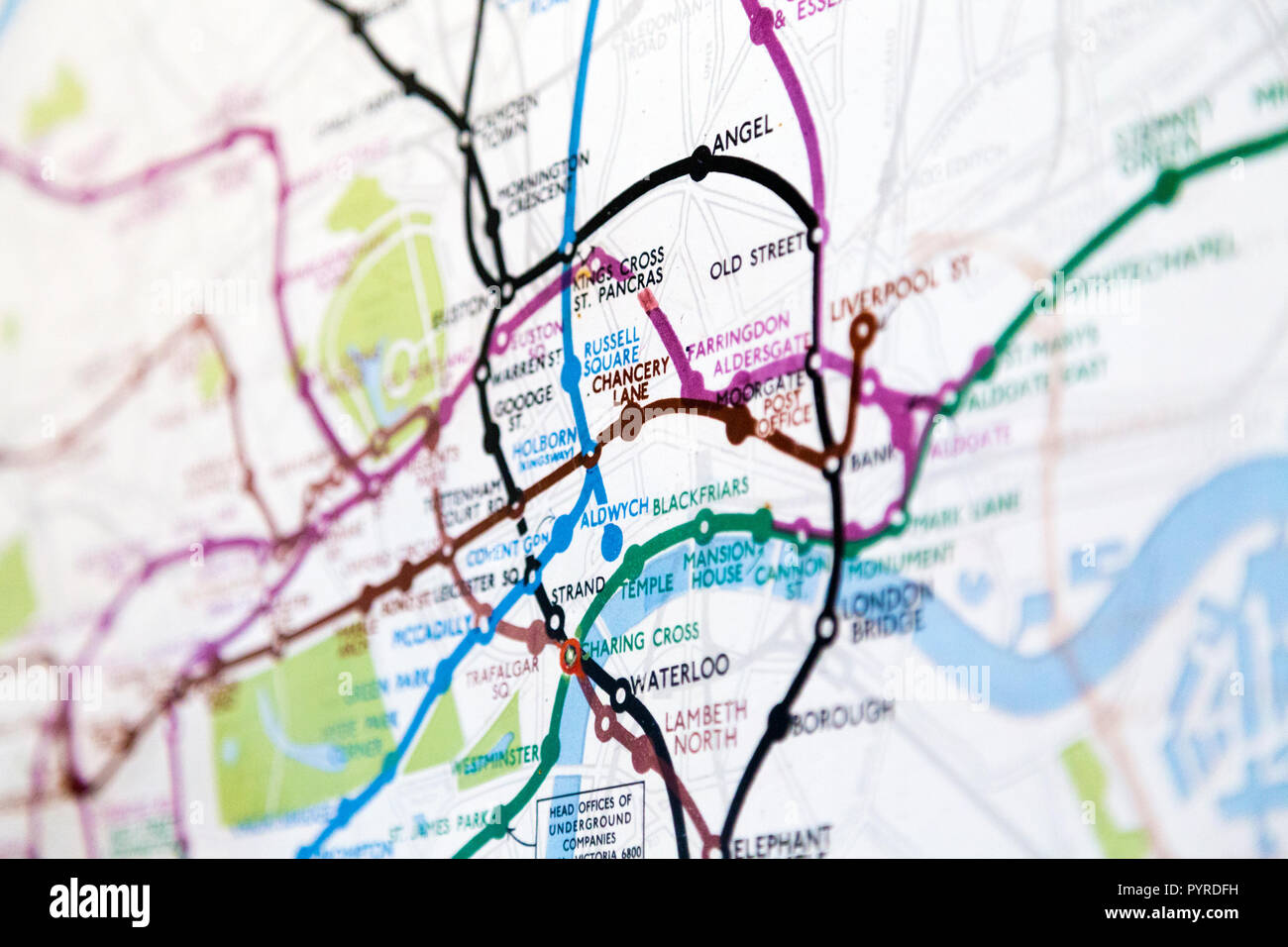 Centro storico di Londra mappa metropolitana c. 1931, a 55 edificio di Broadway, Londra, Regno Unito Foto Stock