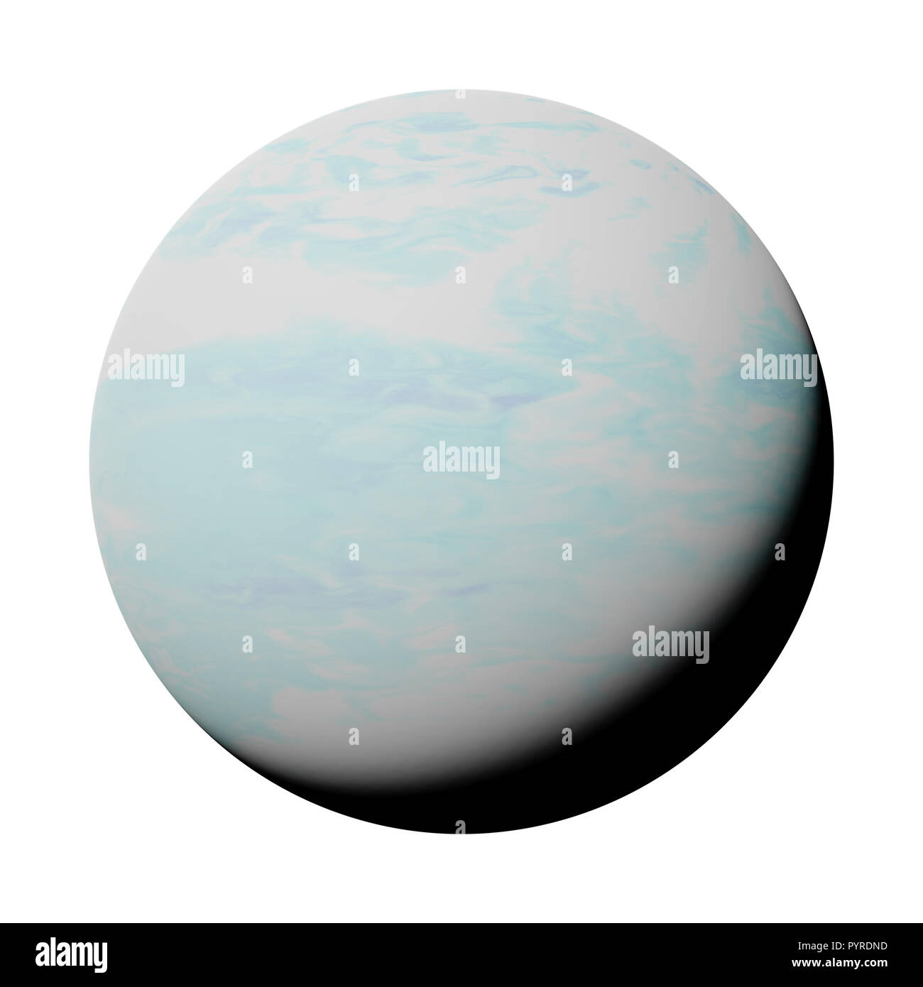 Il pianeta Urano isolati su sfondo bianco, parte del sistema solare Foto Stock
