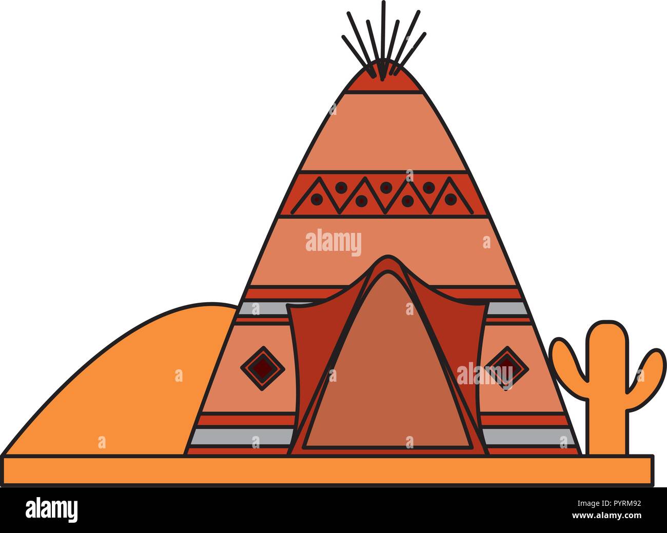 Tepee deserto americano indiano Illustrazione Vettoriale