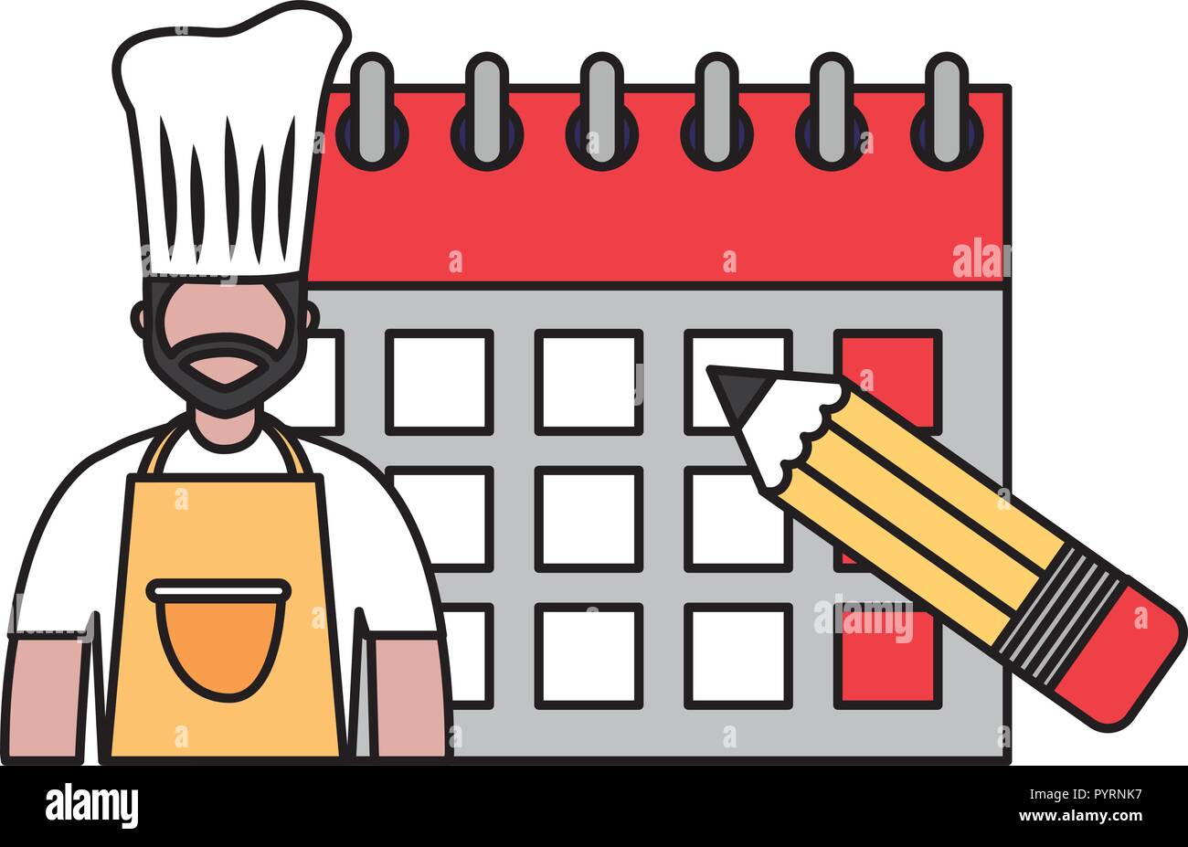 Lo chef calendario la giornata del lavoro Illustrazione Vettoriale