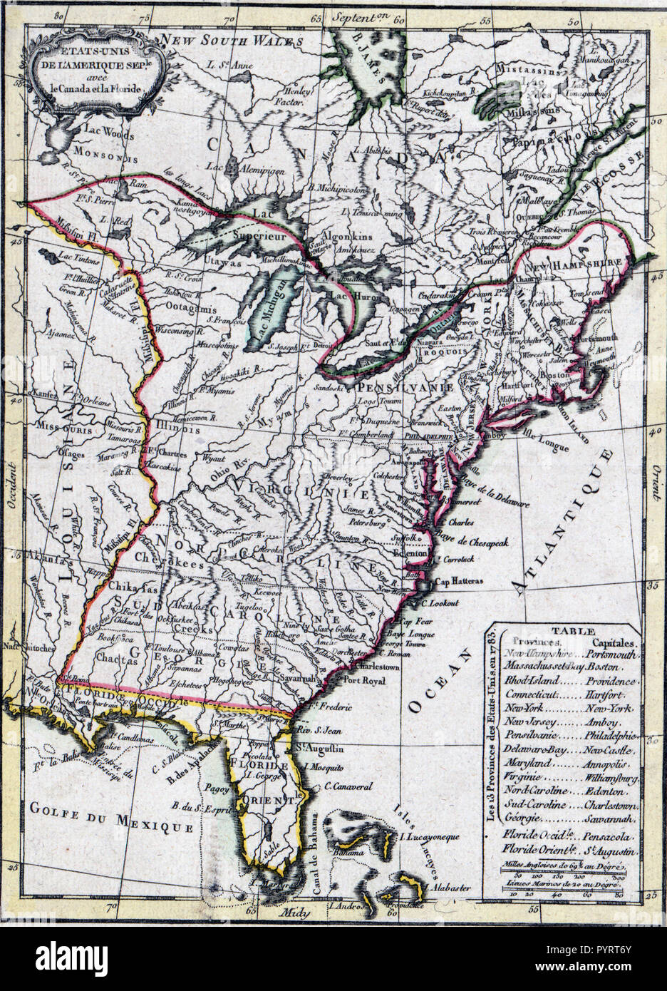 Vintage / Mappe Mappe di antiquariato - Stati Uniti d'America mappa ca. 1780s Foto Stock