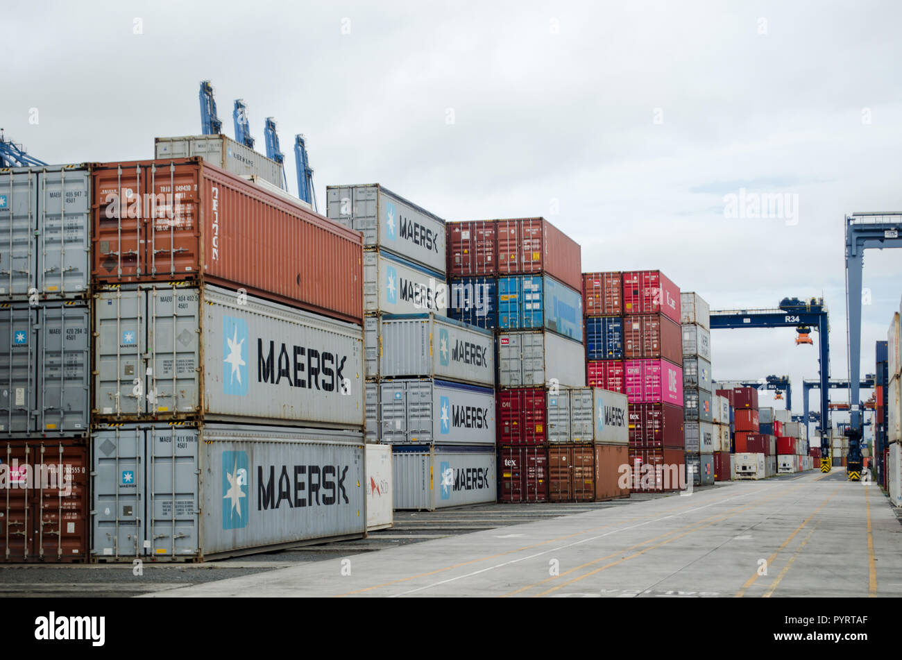 Contenitori cantiere al Balboa di Panama City Foto Stock