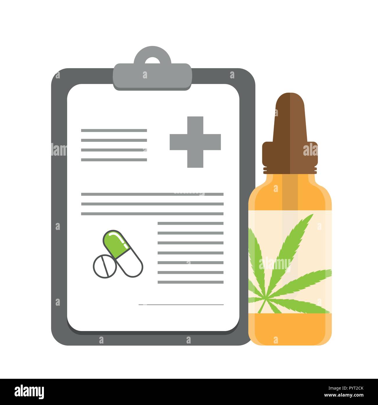 Ricetta olio di cannabis flacone la marijuana medica illustrazione vettoriale EPS10 Illustrazione Vettoriale