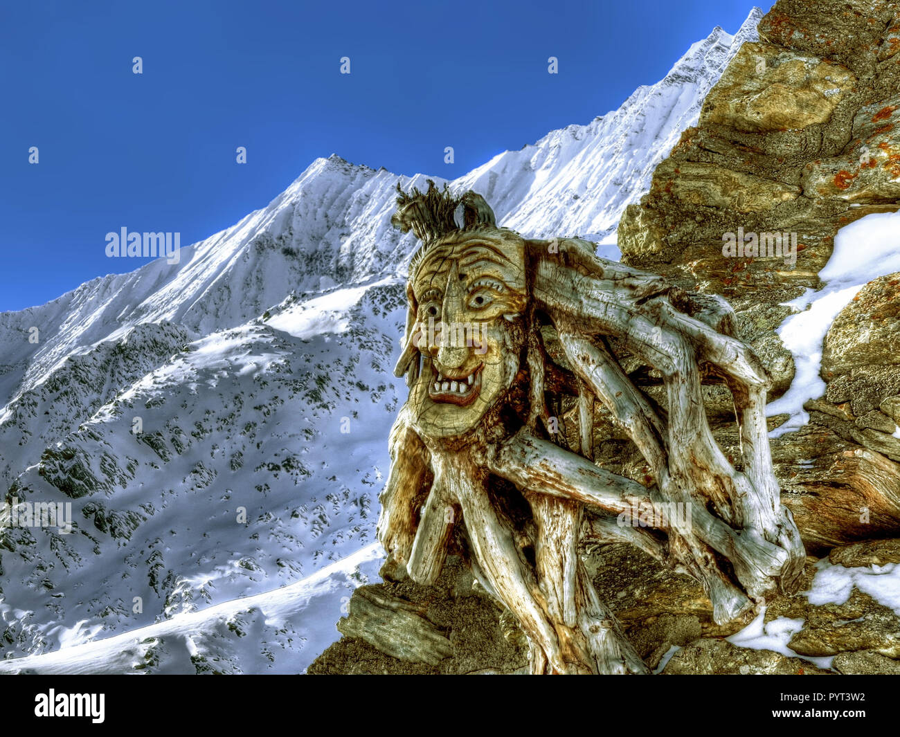 Alcuni outdooer decorazione, Lötchental maschera, vicino a Saas-Fee, Svizzera Foto Stock