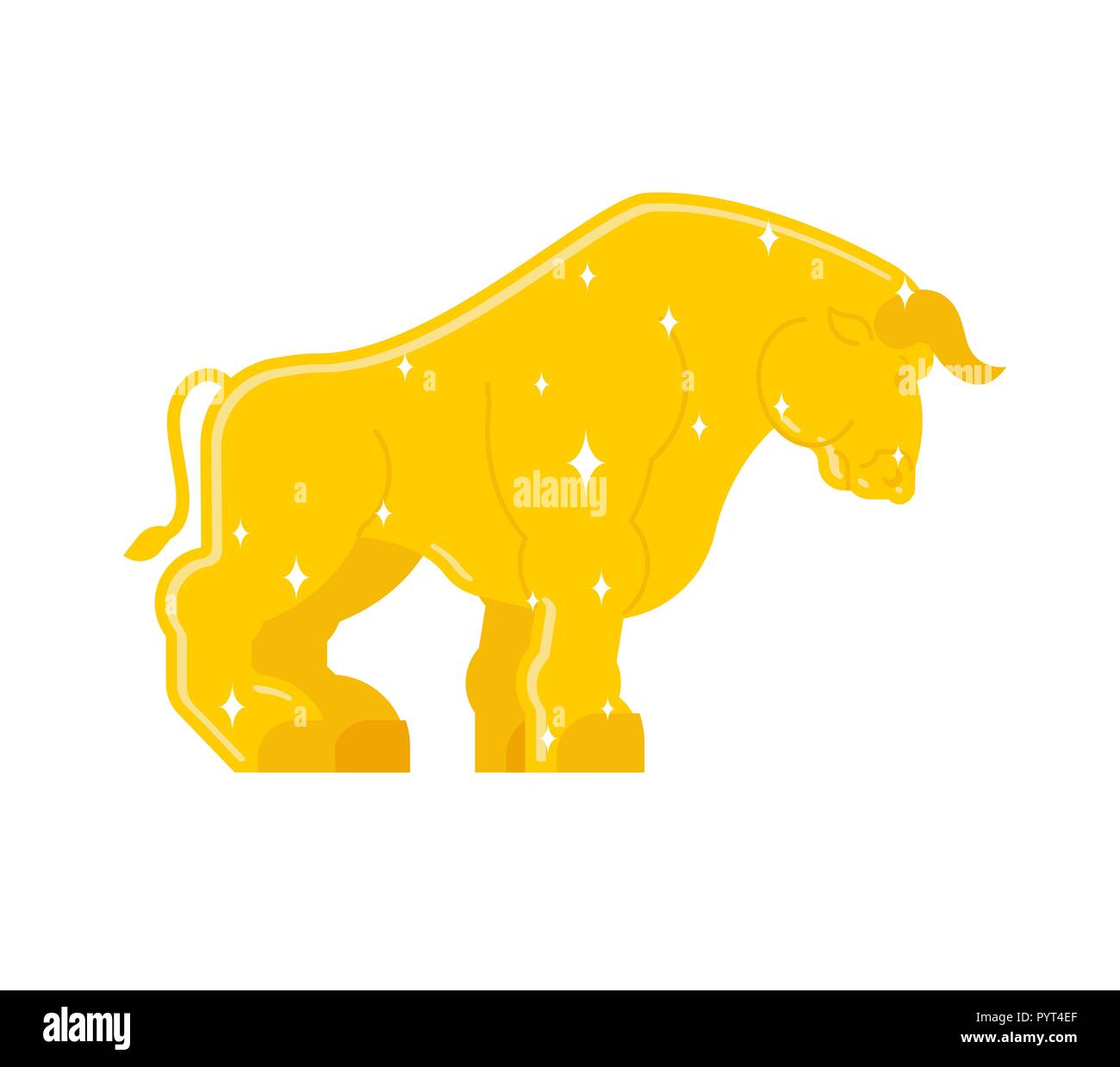 Bull statua dorata isolato. buffalo scultura in oro Illustrazione Vettoriale