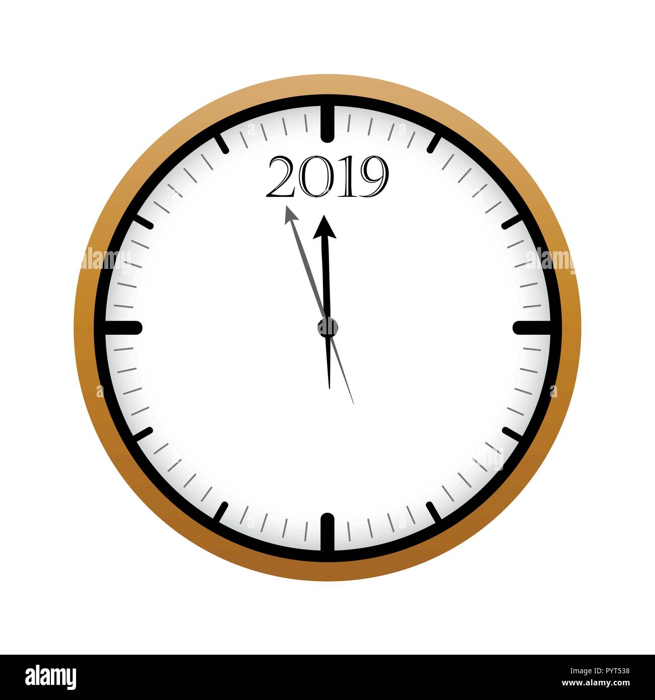 Orologio poco prima del 2019 Anno nuovo illustrazione vettoriale EPS10 Illustrazione Vettoriale