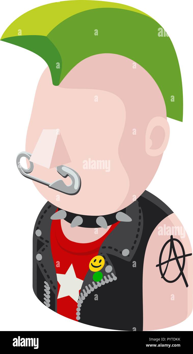Uomo Punk Avatar icona Persone Illustrazione Vettoriale
