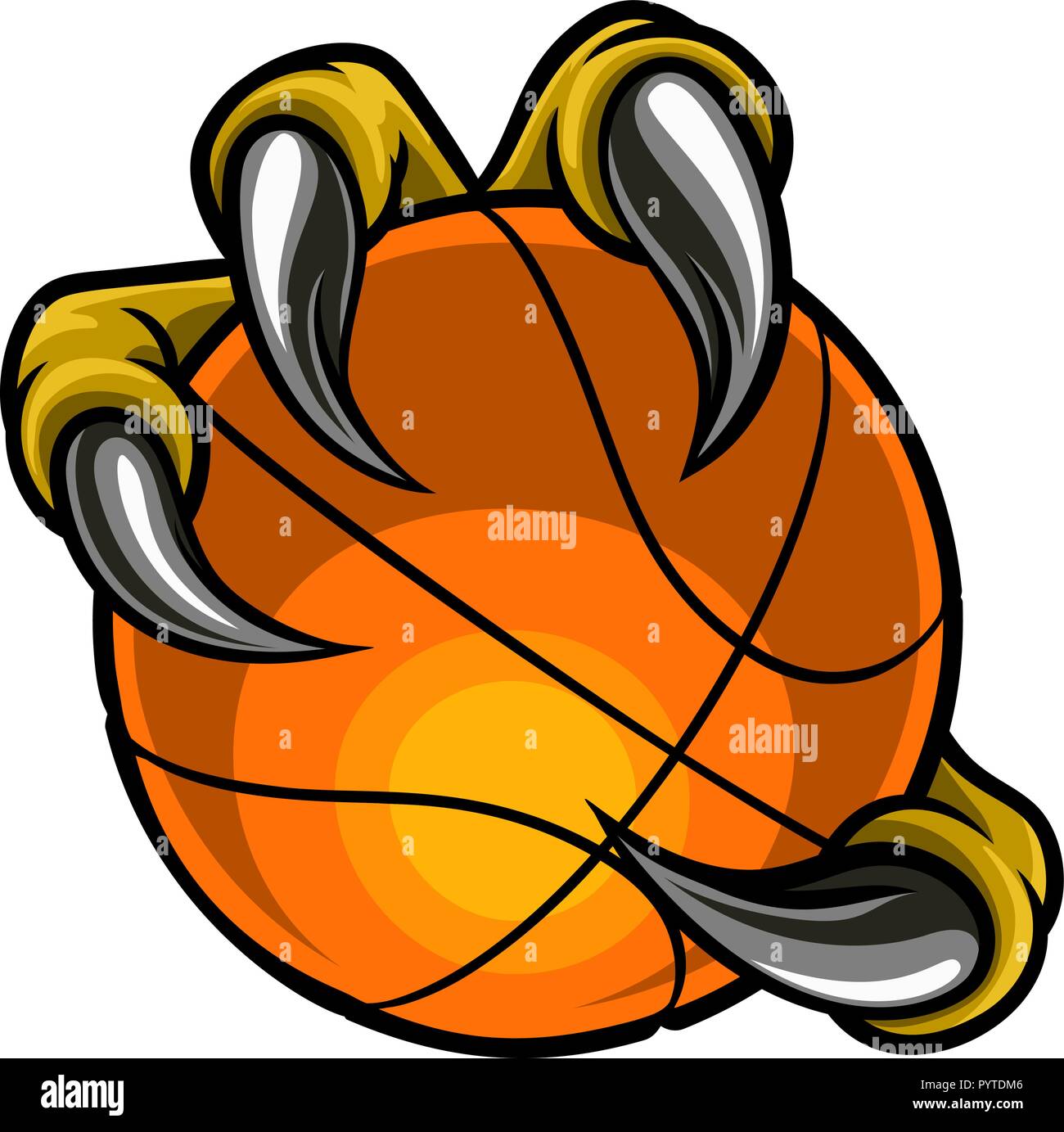 Eagle Bird Monster Claw Holding BASKET BALL Illustrazione Vettoriale