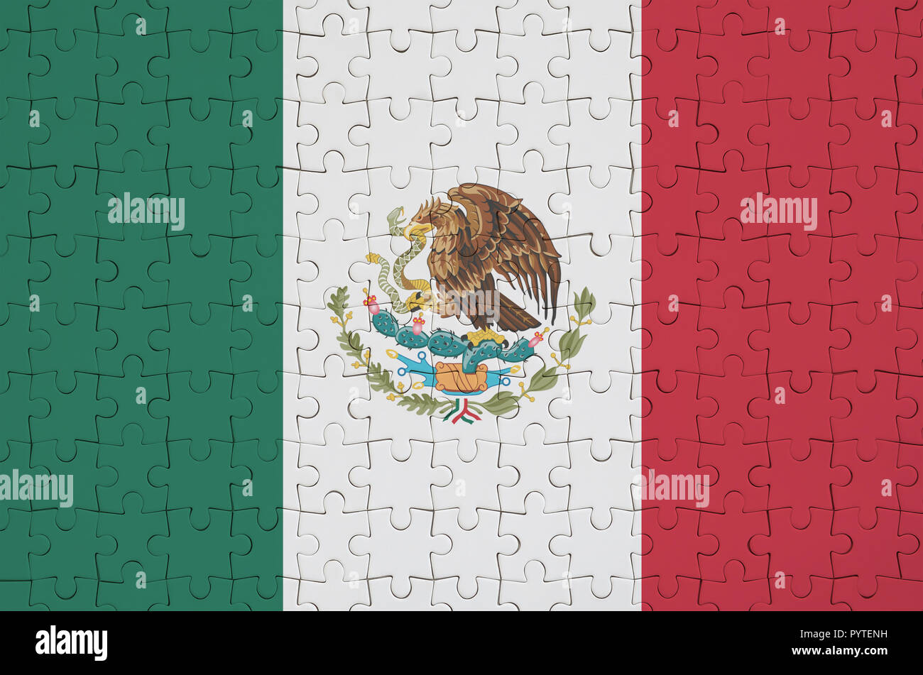 Bandiera del Messico è rappresentato su un puzzle piegato Foto Stock