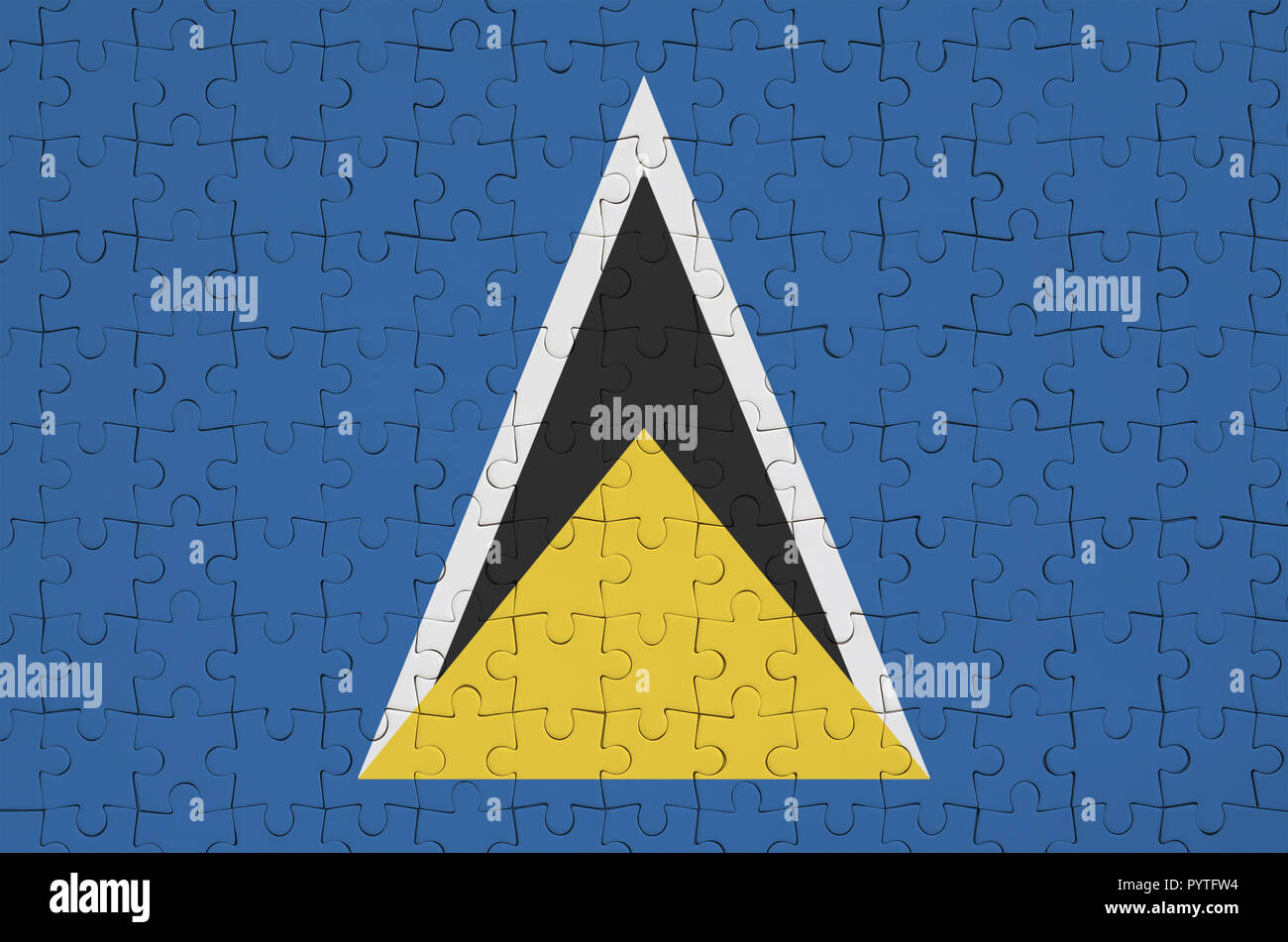 Saint Lucia flag è raffigurato su un puzzle piegato Foto Stock