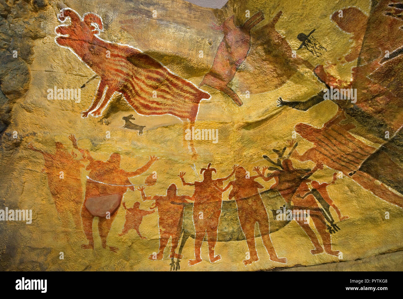I dipinti rupestri repliche al Museo San Ignacio, Baja California Sur, Messico Foto Stock