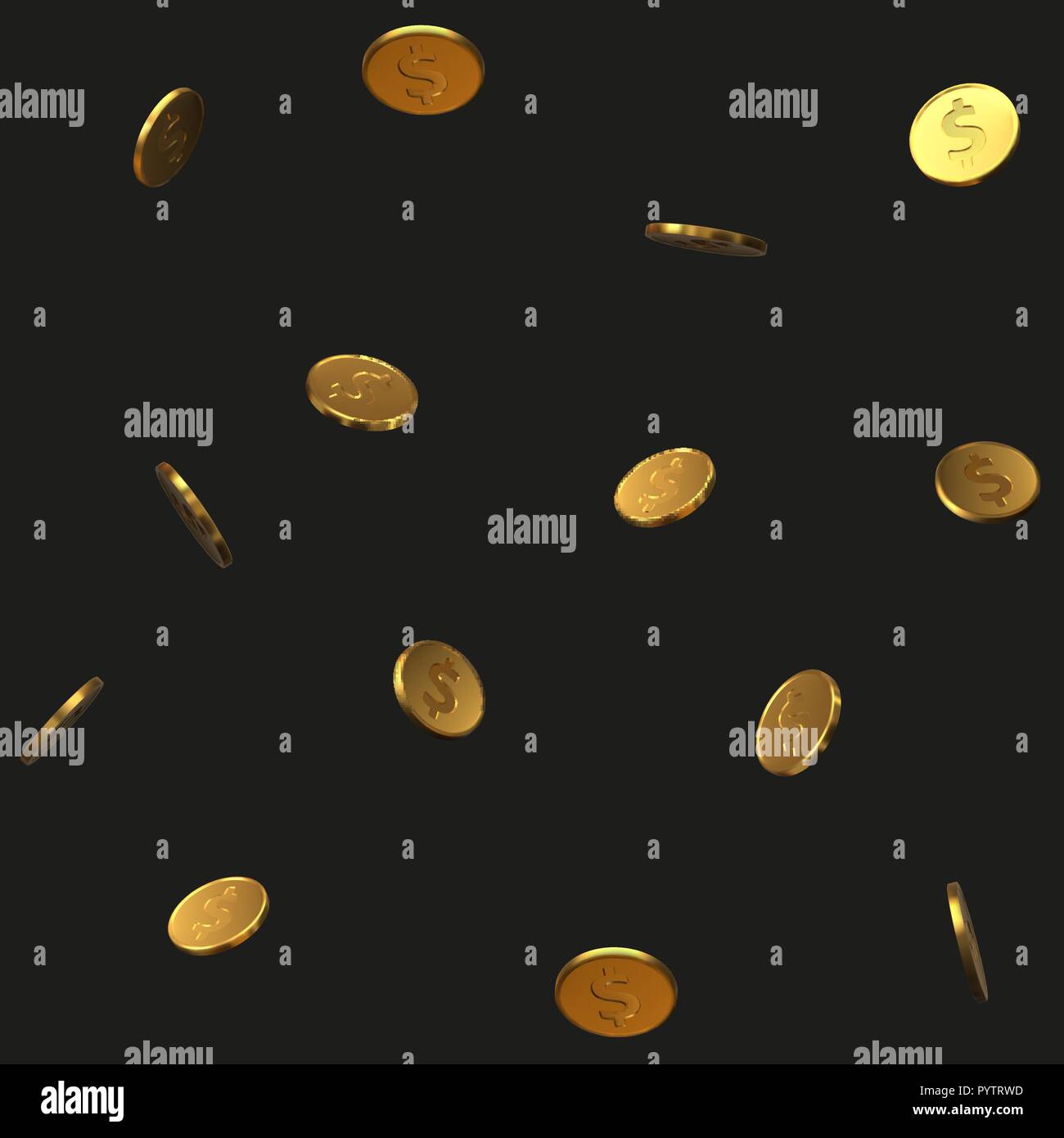 Seamless golden dollar monete pattern. realistico illustrazione vettoriale. Illustrazione Vettoriale