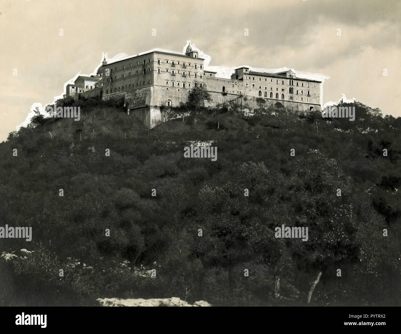 Vista dell Abbazia di Montecassino, Italia 1920s Foto Stock