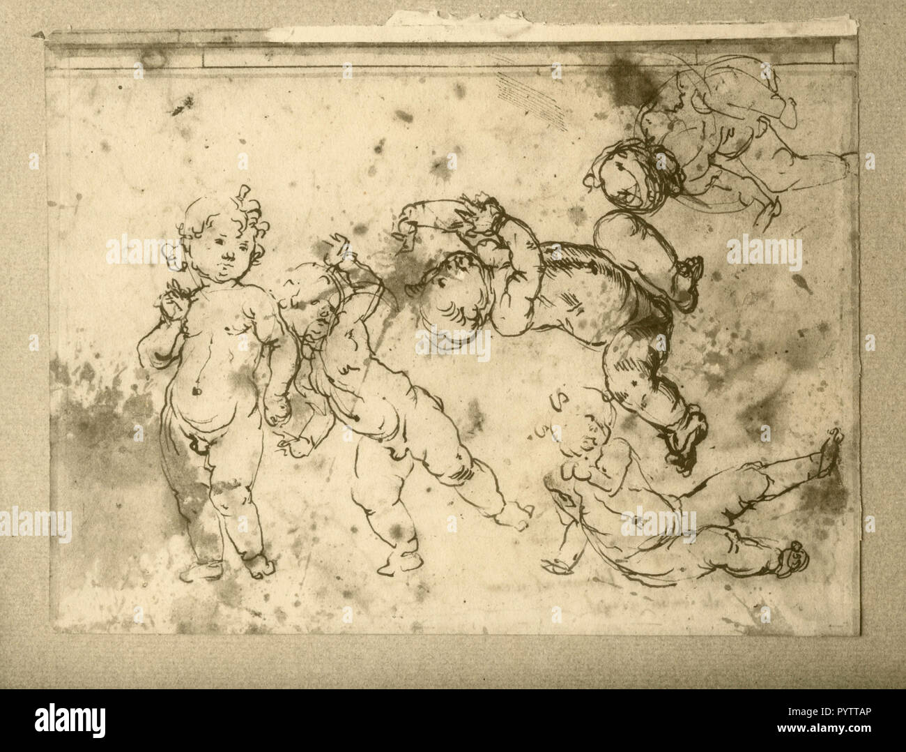 Schizzi di childs, disegno dal Verrocchio, Parigi, Francia 1900s Foto Stock