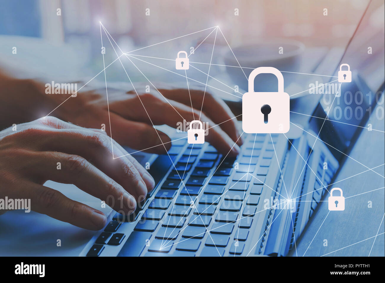 Internet security e la protezione dei dati concetto, blockchain e sicurezza  informatica Foto stock - Alamy