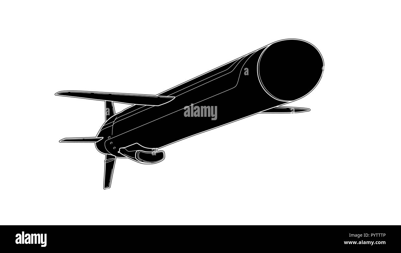 Vector tech disegnare illustrazione del missile di crociera Illustrazione Vettoriale