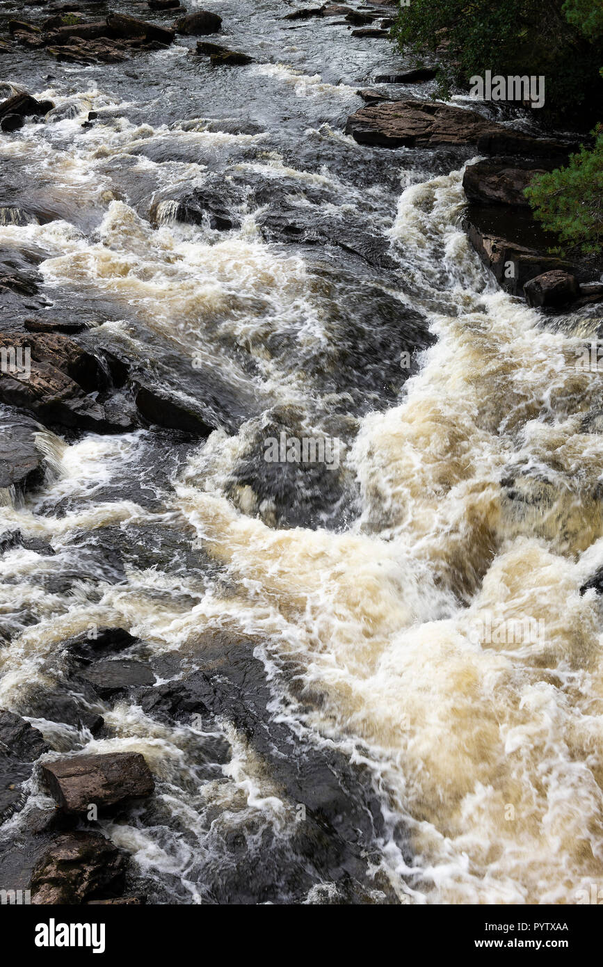 Le Cascate di Dochart sul fiume Dochart vicino a Killin Perthshire Scozia Regno Unito Regno Unito Foto Stock