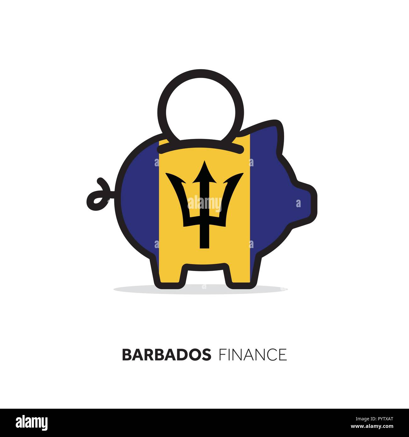 Barbados concetto economico. Salvadanaio con bandiera nazionale. Illustrazione Vettoriale