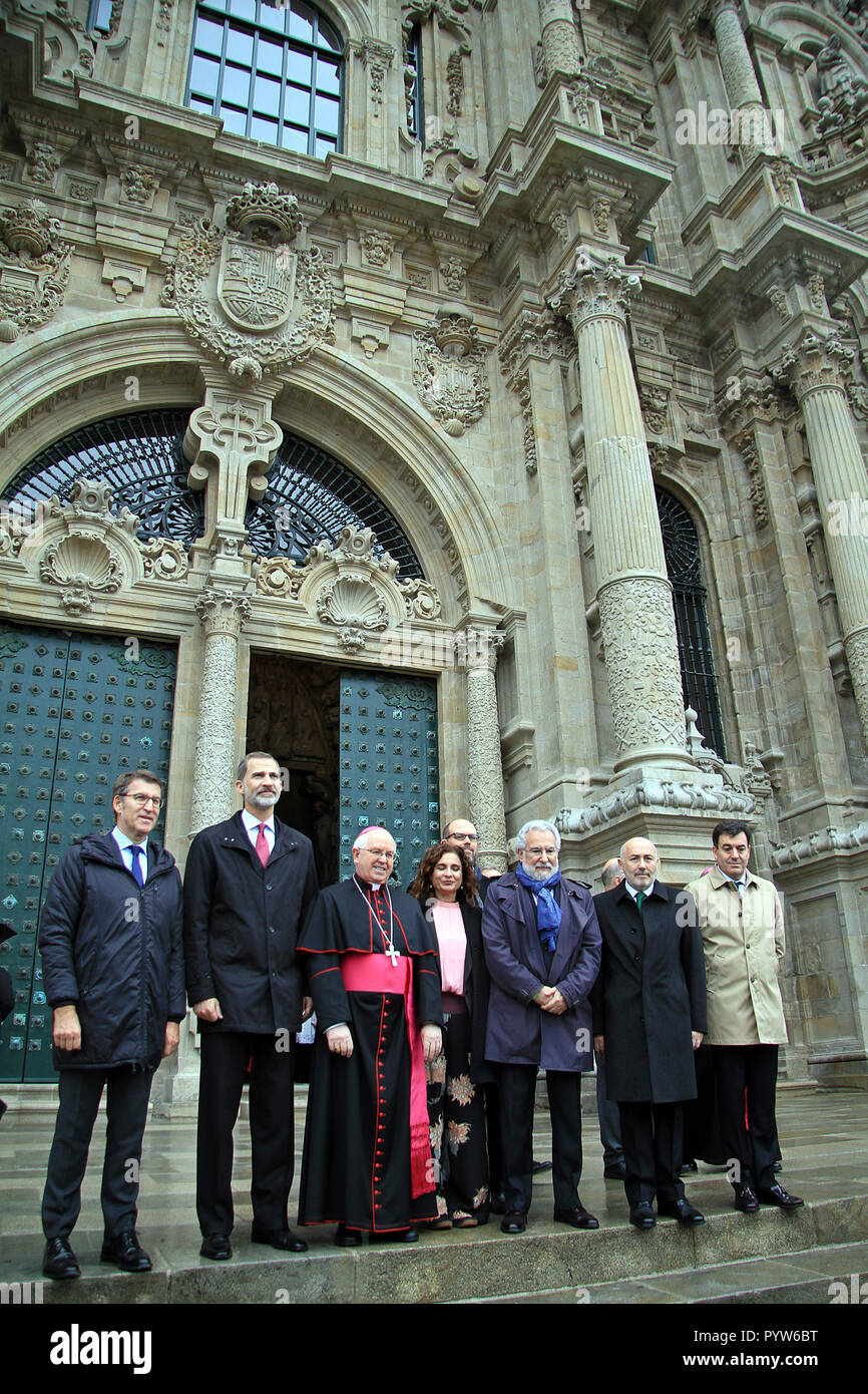 Cattedrale di Santiago de Compostela, Spagna. Il 30 ottobre, 2018. visita del re Felipe VI per il restauro della Cattedrale di Santiago de Compostela Visita del rey Felipe VI a la restauración de la Catedral de santiago de Compostela. Credito: Luis Polo/Alamy Live News Foto Stock