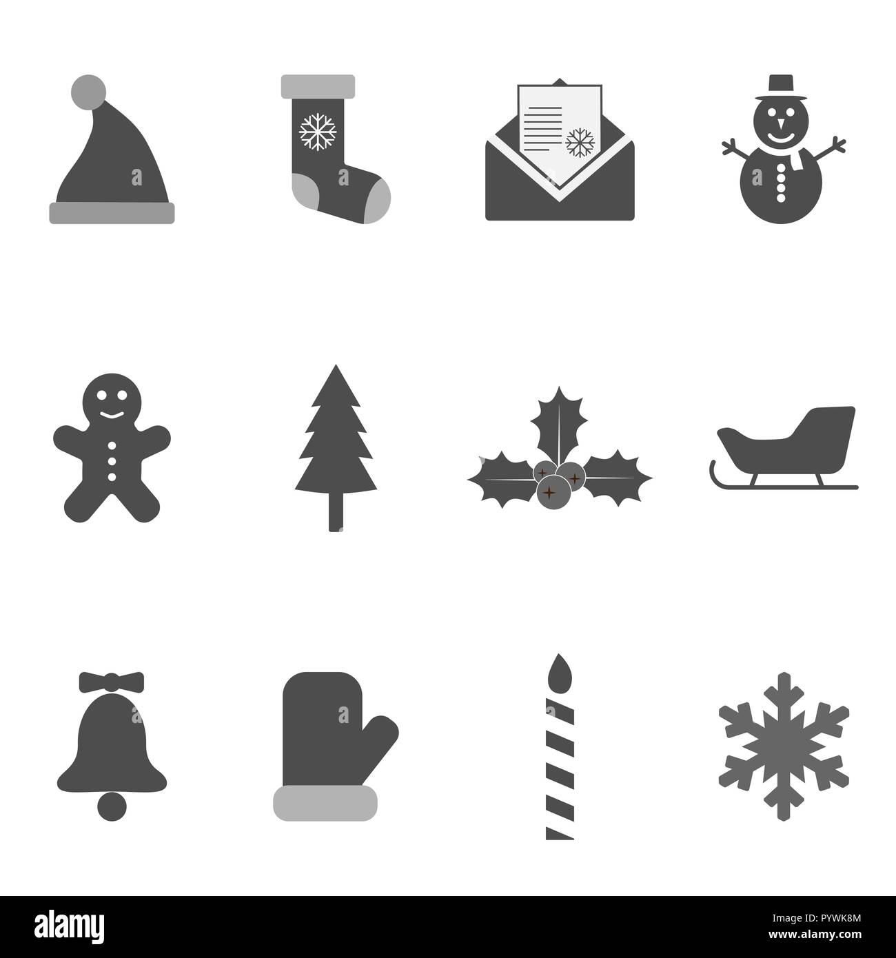 Natale icone set. Illustrazioni vettoriali. Design piatto. Illustrazione Vettoriale