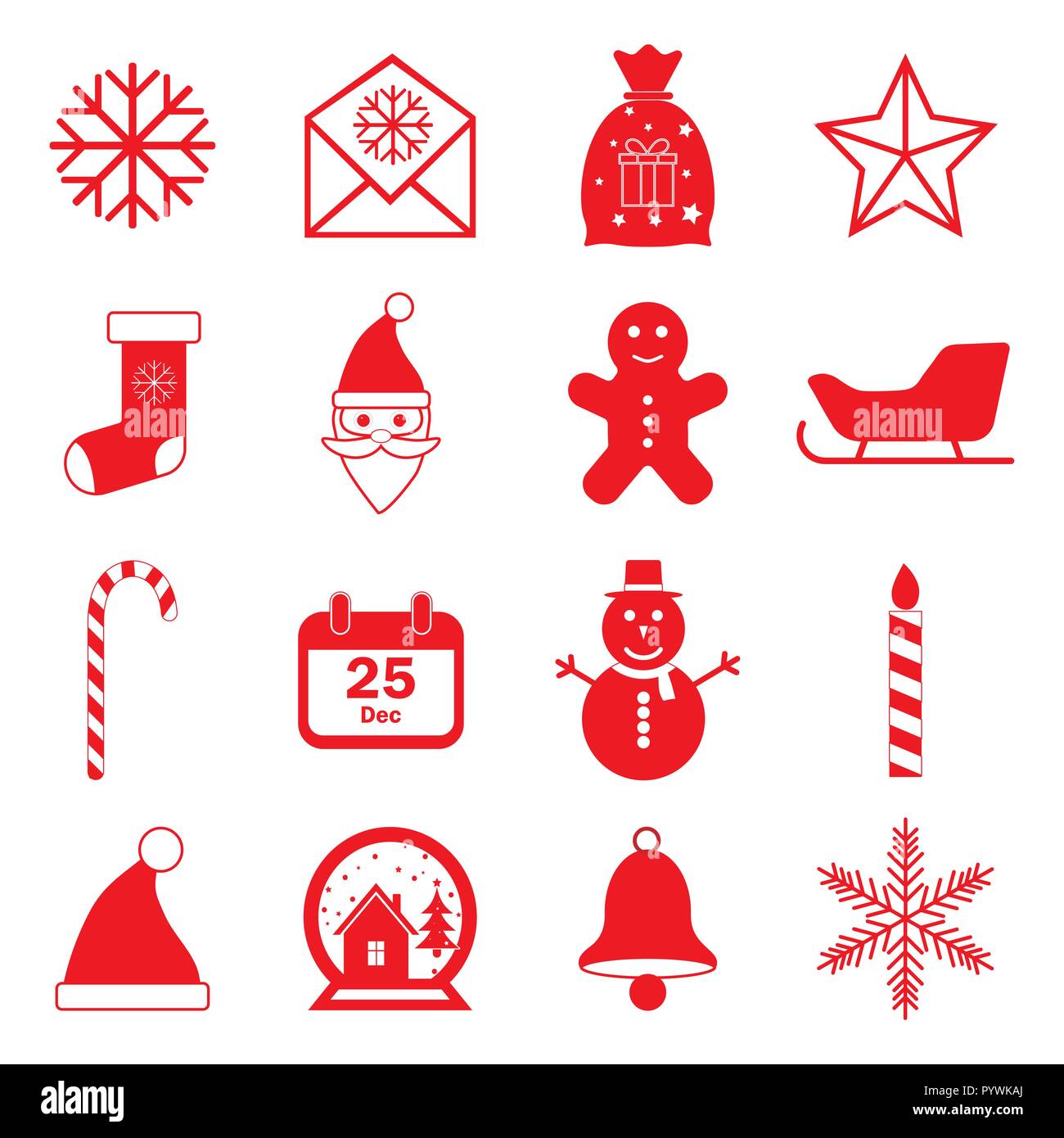 Natale icone set. Illustrazioni vettoriali. Design piatto. Illustrazione Vettoriale