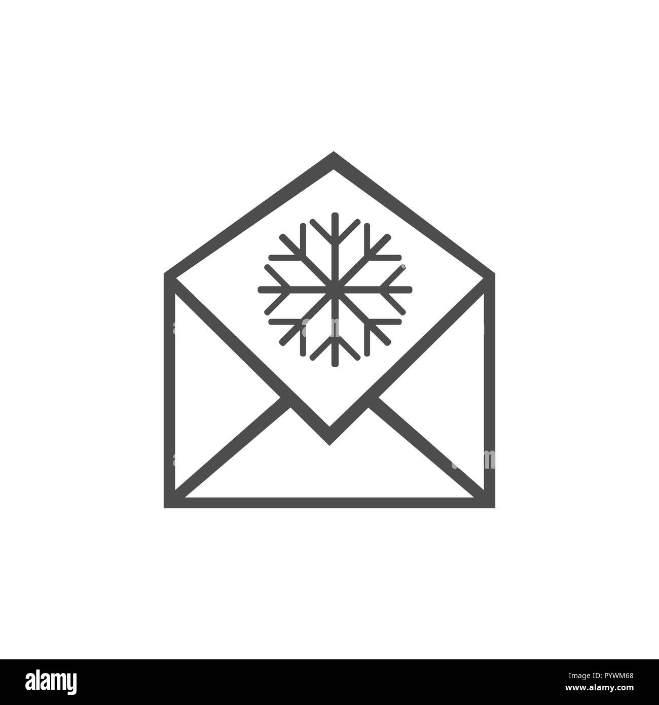 Icona di natale. Natale messaggio di posta elettronica e la relativa icona. Illustrazioni vettoriali. Design piatto. Illustrazione Vettoriale