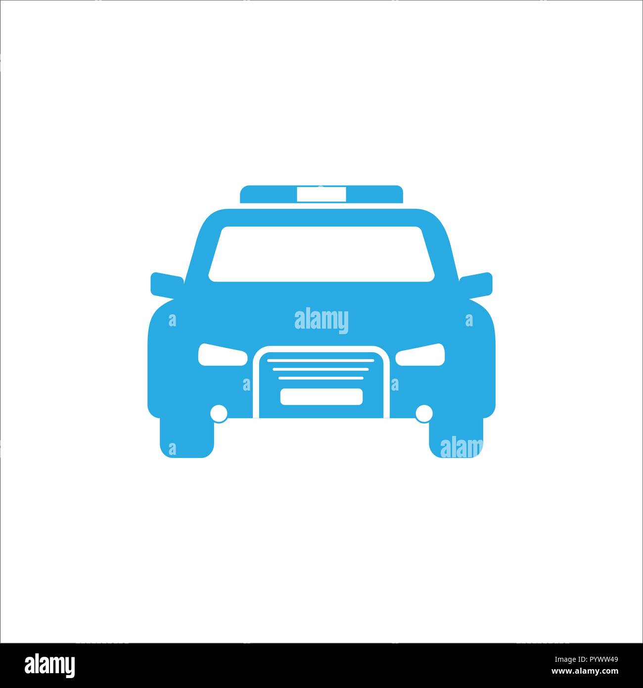 Auto della Polizia e la relativa icona. Illustrazioni vettoriali. Design piatto. Illustrazione Vettoriale