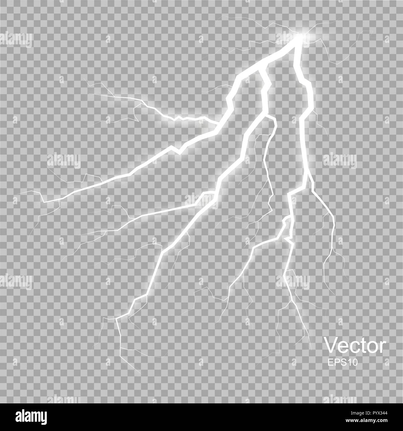 Tempesta con lampi isolati su sfondo trasparente. Illustrazione Vettoriale