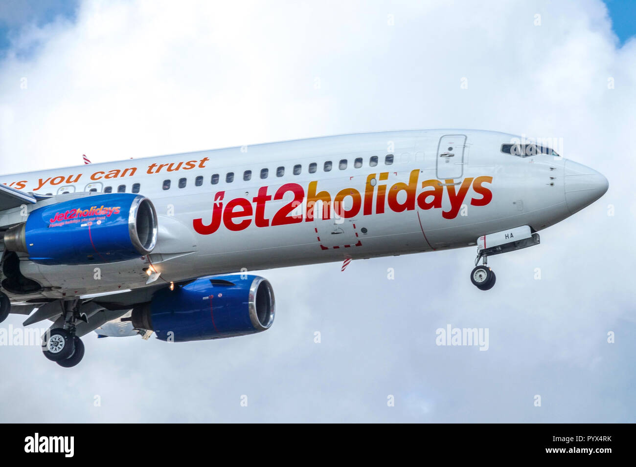 Jet2 volo di vacanza per l'aeroporto, Palma di Maiorca Foto Stock