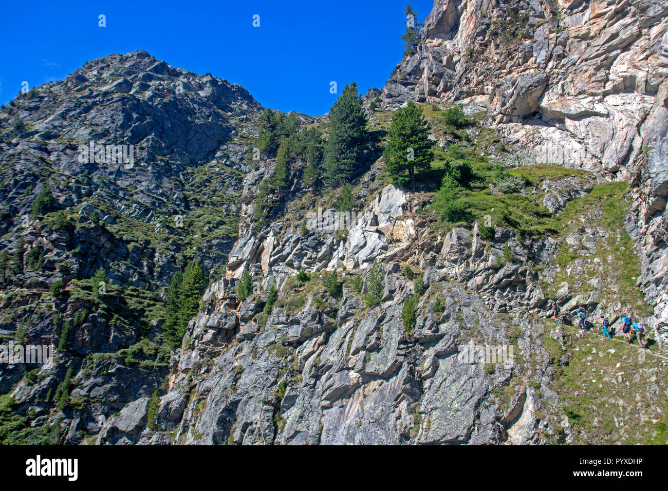 Gli escursionisti sul Tour de Monte Rosa Foto Stock