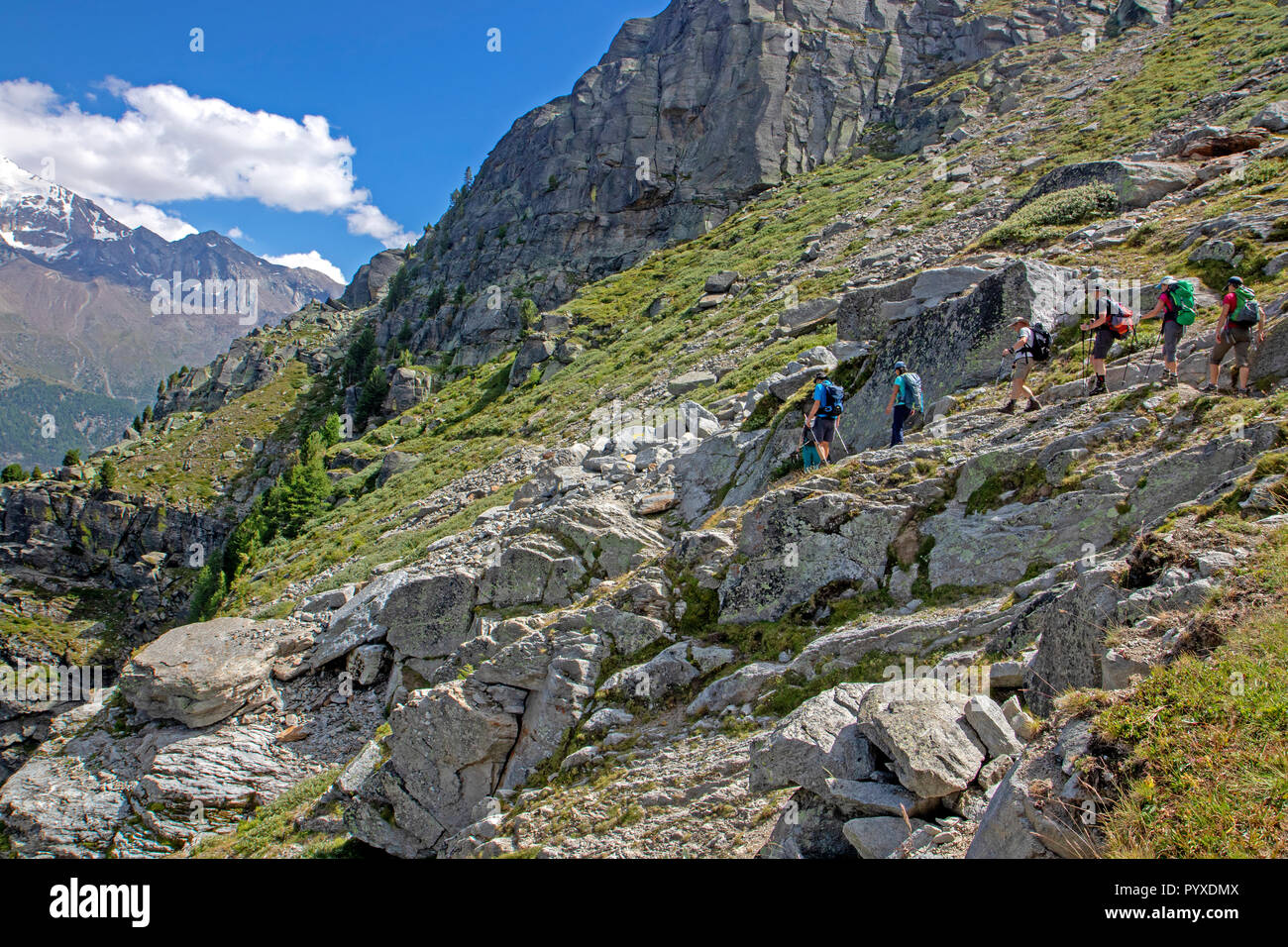 Gli escursionisti sul Tour de Monte Rosa Foto Stock