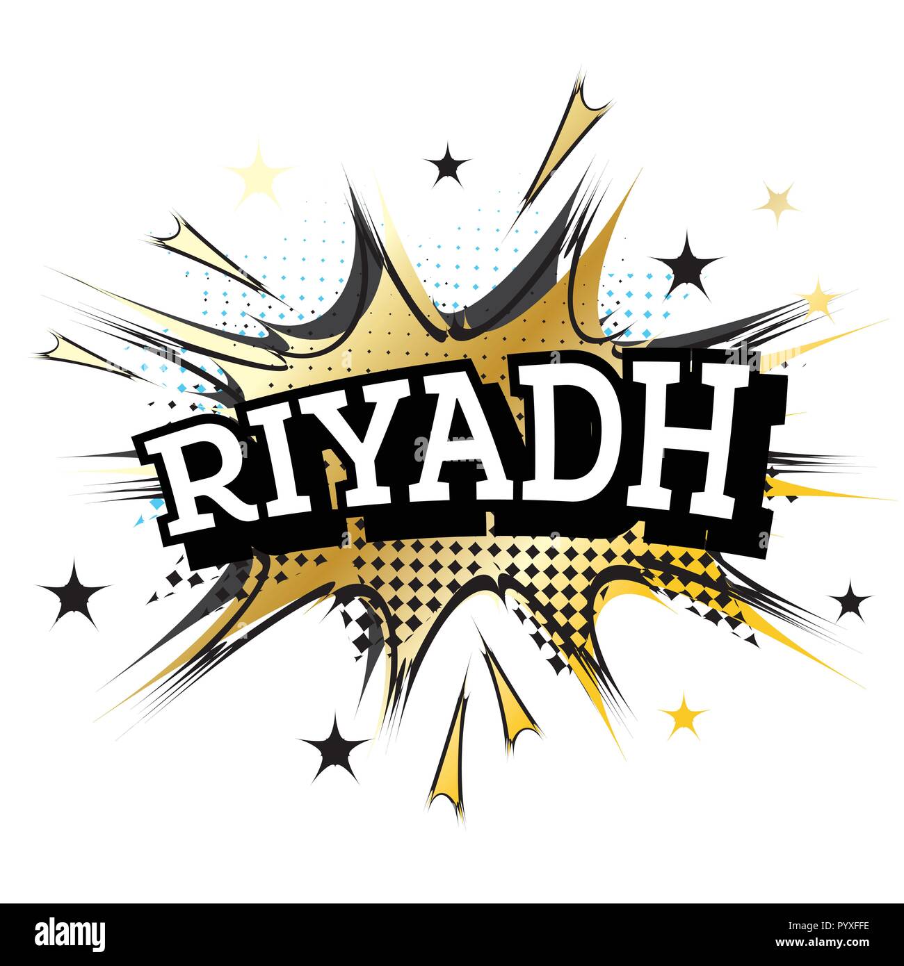 Riyadh fumetto testo in Pop Art Style. Illustrazione Vettoriale. Illustrazione Vettoriale