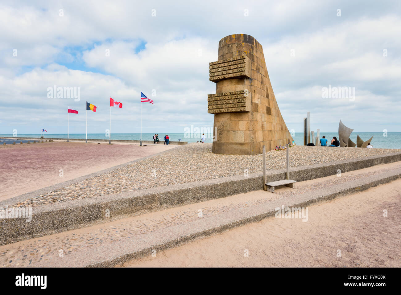 La spiaggia di Omaha Monumento a Saint-Laurent-sur-Mer Normandia Francia Foto Stock
