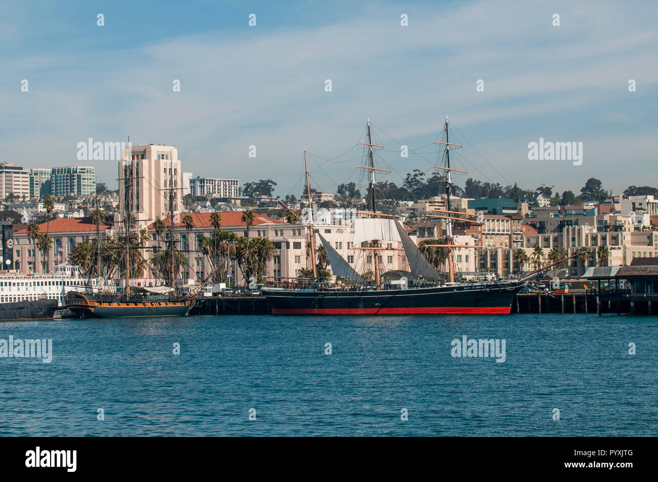 Stella dell India clipper ship (o corteccia), il Seaport Village, San Diego, California. Foto Stock