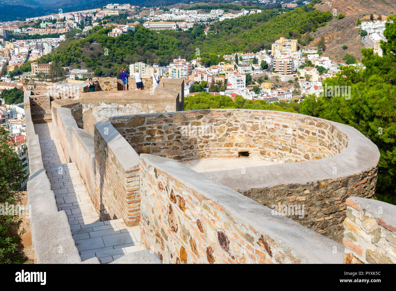 La fortificazione di Gibralfaro a Malaga, Spagna Foto Stock