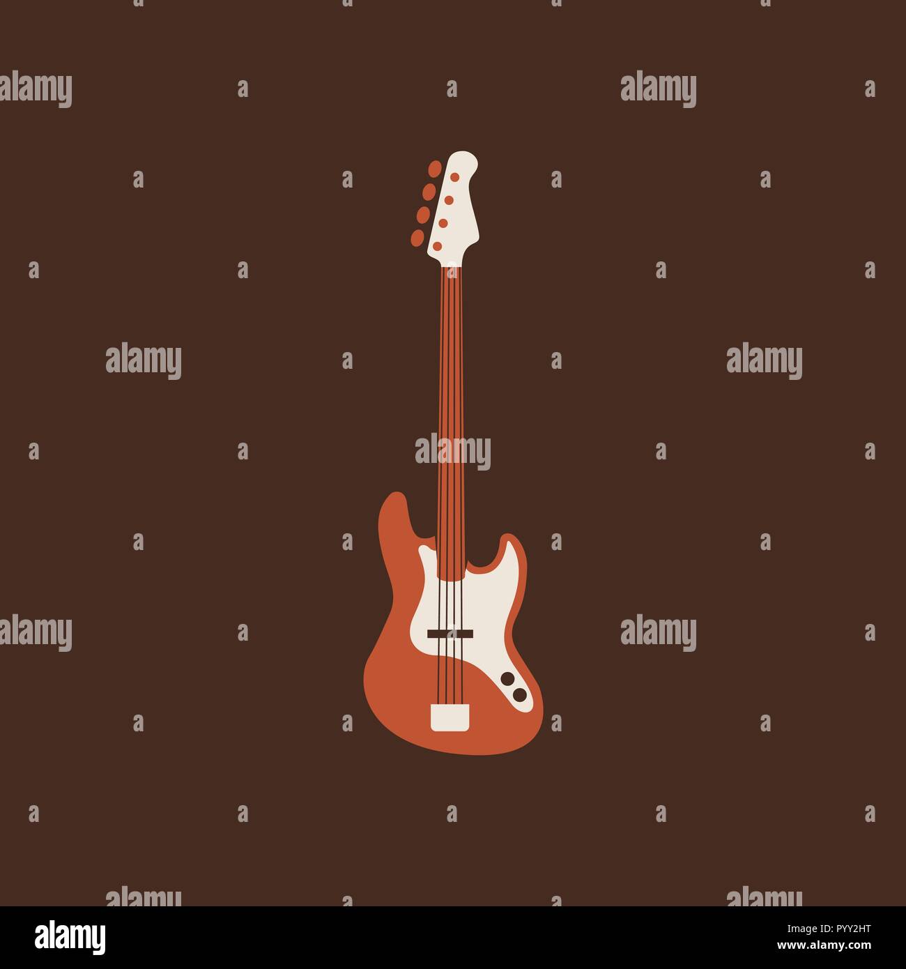 Bass Guitar icona. Vettore isolato String ill. Illustrazione Vettoriale